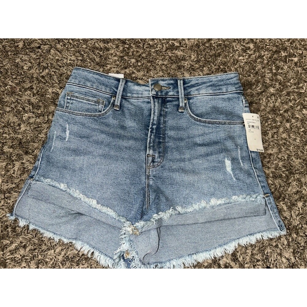 NWT Good American Good Curve High Rise Denim Shorts 4/27